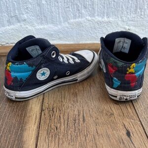 Converse Atlas Map Globe Kids' Navy High-Top Chucks Sneakers sz 12